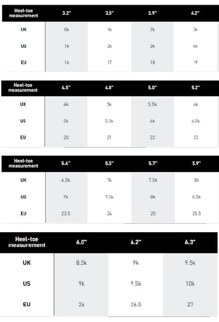 adidas toddler sizing